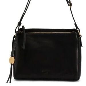 MARGOT Black Leather Jules Large Accordion Crossbody